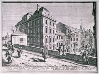Vue des environs de la cathédrale Saint-Étienne, Vienne, gravée par Johann-August Corvinus (1683-1738)